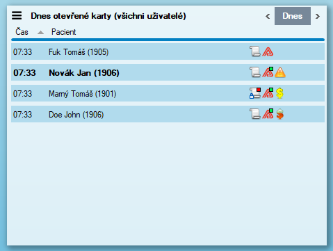 Signalizace nového stavu: pacient má v kartě nevyúčtované kódy