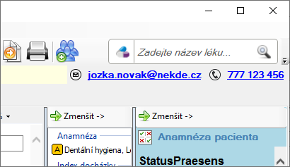 Vyvolat PC BREVÍŘ lze přímo z karty pacienta nebo kartotéky