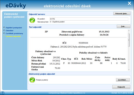 Úspěšné podání. Úspěšné podání.