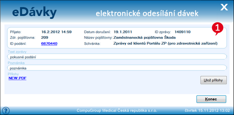 Detail přijaté zprávy